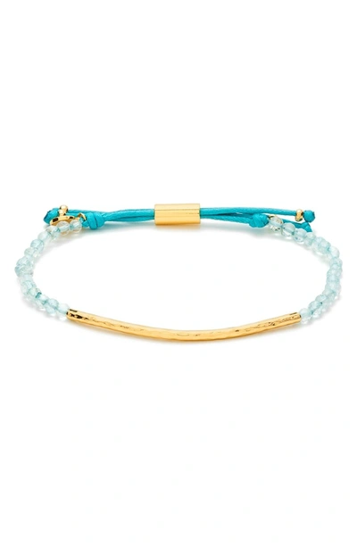 Gorjana Power Gemstone Beaded Bracelet In Aquamarine/ Gold