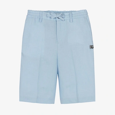 Dolce & Gabbana Kids' Boys Blue Linen Bermuda Shorts