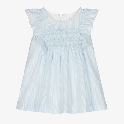 Tartine Et Chocolat Babies'  Girls Blue Stripe Hand-smocked Dress