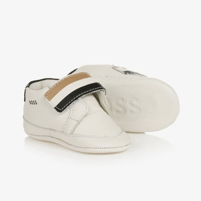 Hugo Boss Babies' White Leather Pre-walker Sneakers