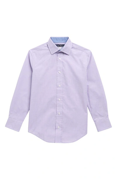 Ben Sherman Kids' Oxford Long Sleeve Button-up Shirt In Purple