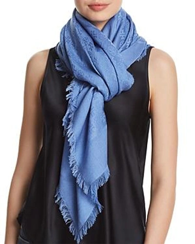 Tory Burch Logo Jacquard Traveler Scarf In Blue