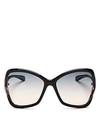 Tom Ford Astrid 61mm Geometric Sunglasses - Shiny Black/ Gradient Smoke