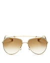 Chloé Women's Jackie Brow Bar Aviator Sunglasses, 60mm In Gold/khaki