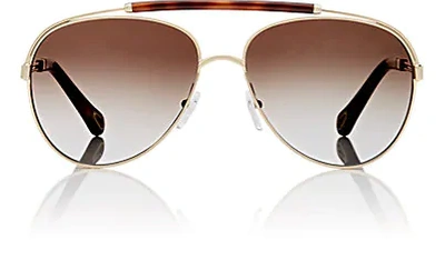 Chloé Women's Jackie Brow Bar Aviator Sunglasses, 60mm In Gold/brown