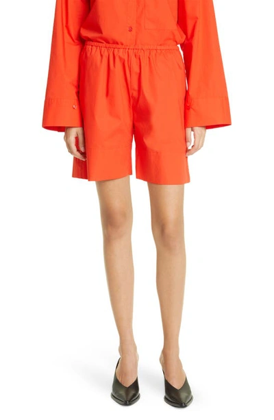 By Malene Birger Elastic-waist Organic-cotton Shorts In Orange