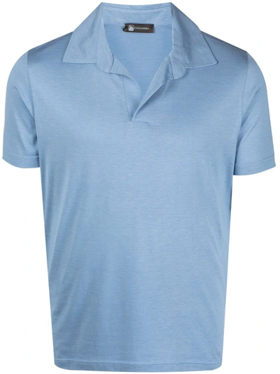 Colombo Short-sleeve Silk-blend Polo Shirt In Blue