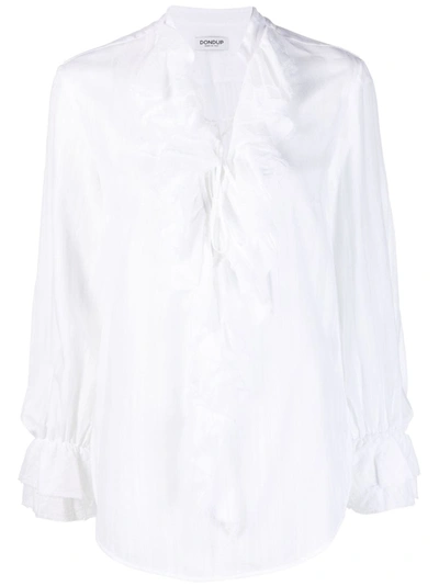 Dondup Ruff-collar Long-sleeve Shirt In White