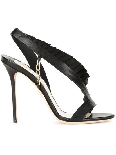 Olgana Pleat Trim Stiletto Sandals In Black