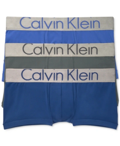 Calvin Klein Steel Men's 3-pk. Micro Low-rise Trunks In Horoscope, Verbena, Blue Cantrell