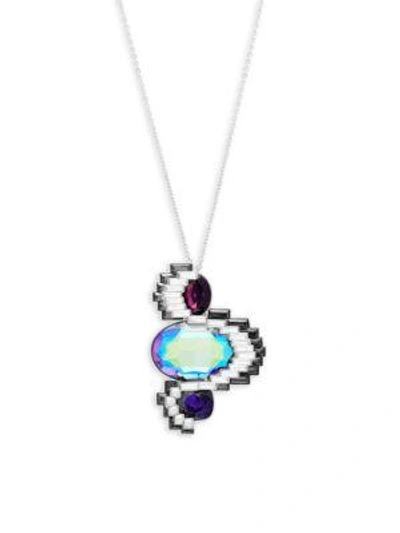 Swarovski Multi-color Crystal Super Nova Pendant Necklace In Silver