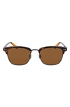 Shinola Men's Runwell 52mm Square Browline Sunglasses In Tortoise/brown Solid