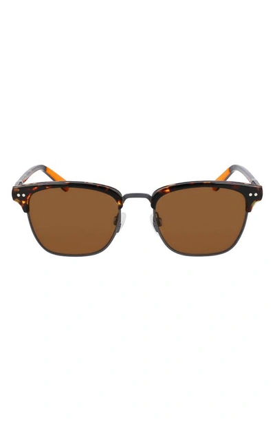Shinola Men's Runwell 52mm Square Browline Sunglasses In Dark Amber Tortoise
