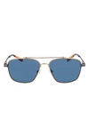 Shinola Men's Double-bridge Metal Aviator Sunglasses In Gold/blue Solid