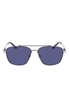 Shinola Men's Double-bridge Metal Aviator Sunglasses In Gray/blue Solid