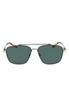 Shinola Men's Double-bridge Metal Aviator Sunglasses In Gray/green Solid