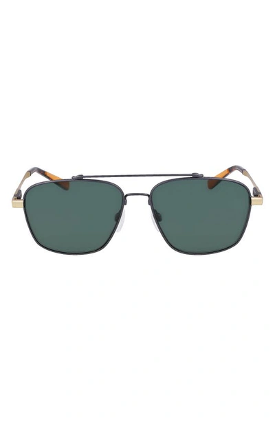 Shinola Men's Double-bridge Metal Aviator Sunglasses In Gray/green Solid