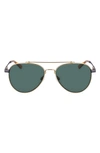 Shinola Men's Double-bridge Metal Aviator Sunglasses In Gold/green Solid