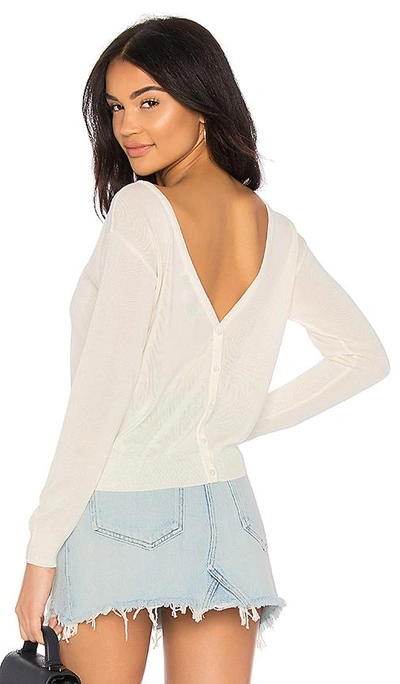 Callahan Button Up V Back Sweater In Creme