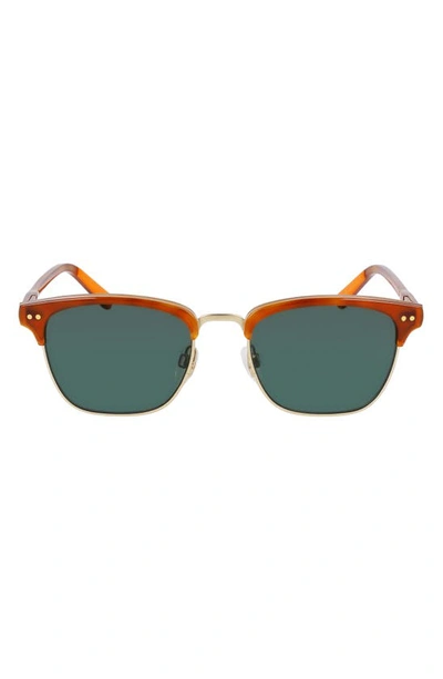 Shinola Men's Runwell 52mm Square Browline Sunglasses In Orange/green Solid