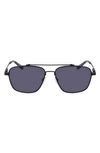 Shinola Men's Double-bridge Metal Aviator Sunglasses In Black/gray Solid