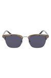 Shinola Men's Half-rim Square Sunglasses In Beige/gray Solid