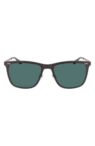 Shinola Arrow 55mm Rectangular Sunglasses In Grey/green Solid