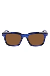 Shinola Monster 54mm Rectangular Sunglasses In Blue/brown Solid