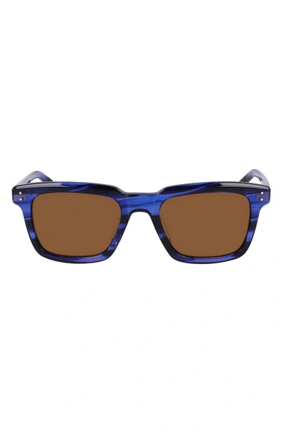 Shinola Monster 54mm Rectangular Sunglasses In Blue/brown Solid