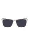 Shinola Arrow Rectangular Sunglasses, 55mm In Satin Silver Gunmetal