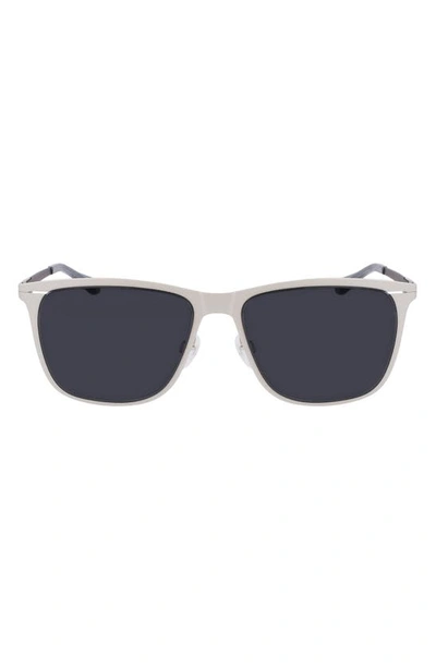 Shinola Arrow Rectangular Sunglasses, 55mm In Satin Silver Gunmetal