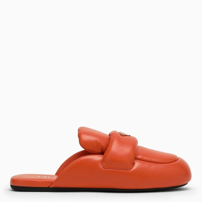 Prada Soft Flat Orange Padded Sabot