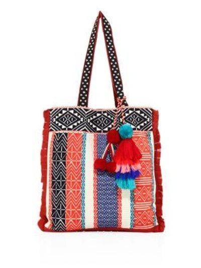 Figue Baja Canvas Tote In Red Multi