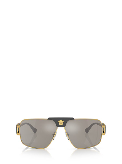 Versace Eyewear Oversized Frame Sunglasses In Gold / Grey / Silver