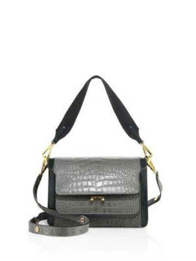 Marni Trunk Croc-embossed Leather Crossbody Bag In Natural