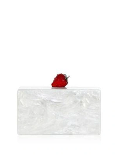 Edie Parker Jean Strawberry Acrylic Clutch In White