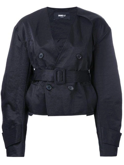 Yang Li Short Aviator Jacket In Black