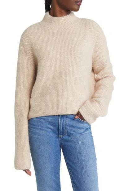 & Other Stories Boxy Mock Neck Rib Sweater In Beige