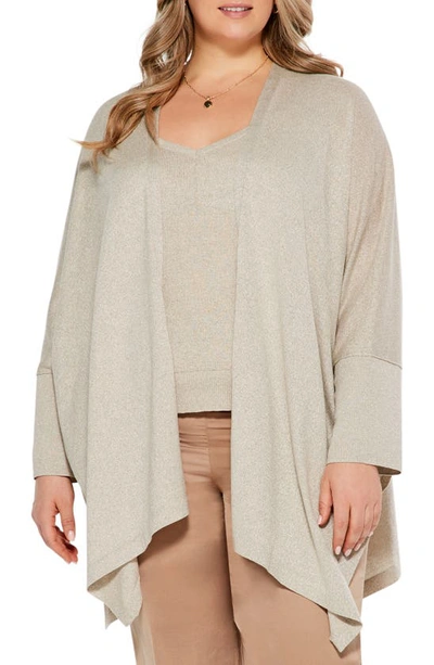 Nic + Zoe Open-front Shimmer Cover-up Cardigan In Sandshell