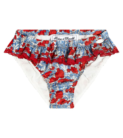 Tartine Et Chocolat Baby Floral Cotton Bikini Bottoms In Coquelicot