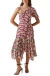 Astr Women's Santorini One-shoulder Floral Midi-dress In Pink Black Floral