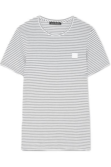 Acne Studios Nele Face AppliquÉd Striped Cotton-jersey T-shirt In White ...