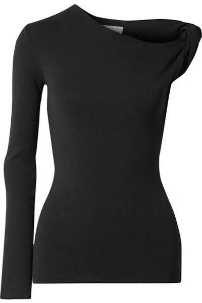 Dion Lee One-shoulder Ribbed Stretch-knit Top In Black