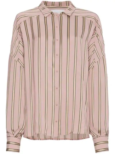 Esteban Cortazar Volume Oversized Striped Satin Shirt In Pink