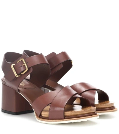 Tod's Leather Sandals In Brown