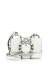 Miu Miu Crystal-embellished Madras Leather Shoulder Bag In Bianco