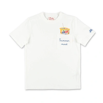Mc2 Saint Barth Kids'  T-shirt Bianca In Jersey Di Cotone Bambino In Bianco