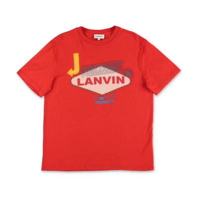 Lanvin Kids'  T-shirt Rossa In Jersey Di Cotone Bambino In Rosso