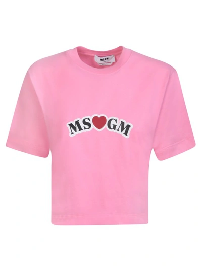 Msgm Graphic Logo Pink T-shirt