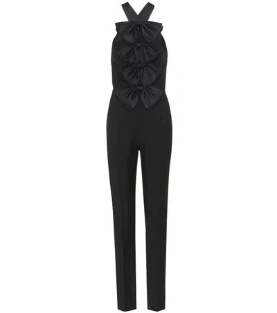 Givenchy Pleated Cross-back Halter Jumpsuit In Black